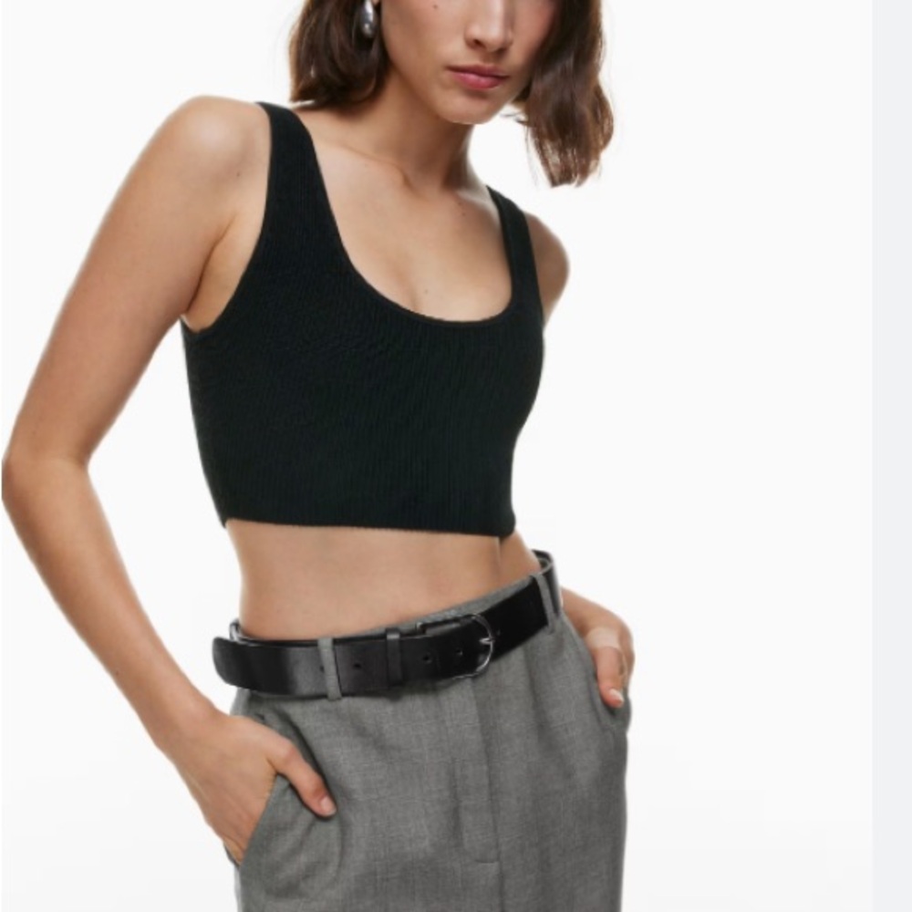 BABATON ribbed square neck cropped tank